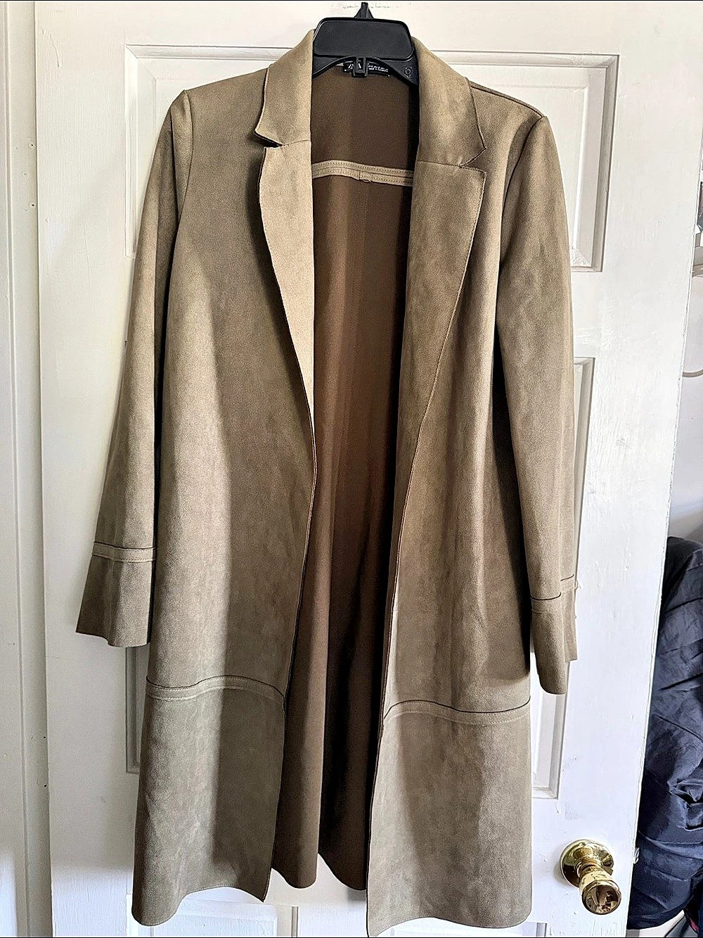 Zara Long Faux Suede Trench Coat Brown small